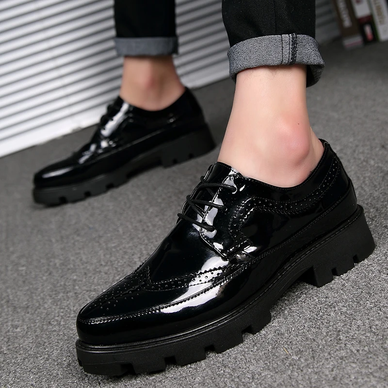 Mens Shoes Thick Bottom Men business Dress Shoes Leather Luxury Italian Style Men Formal Shoes Brand Bring Business Leather 4
