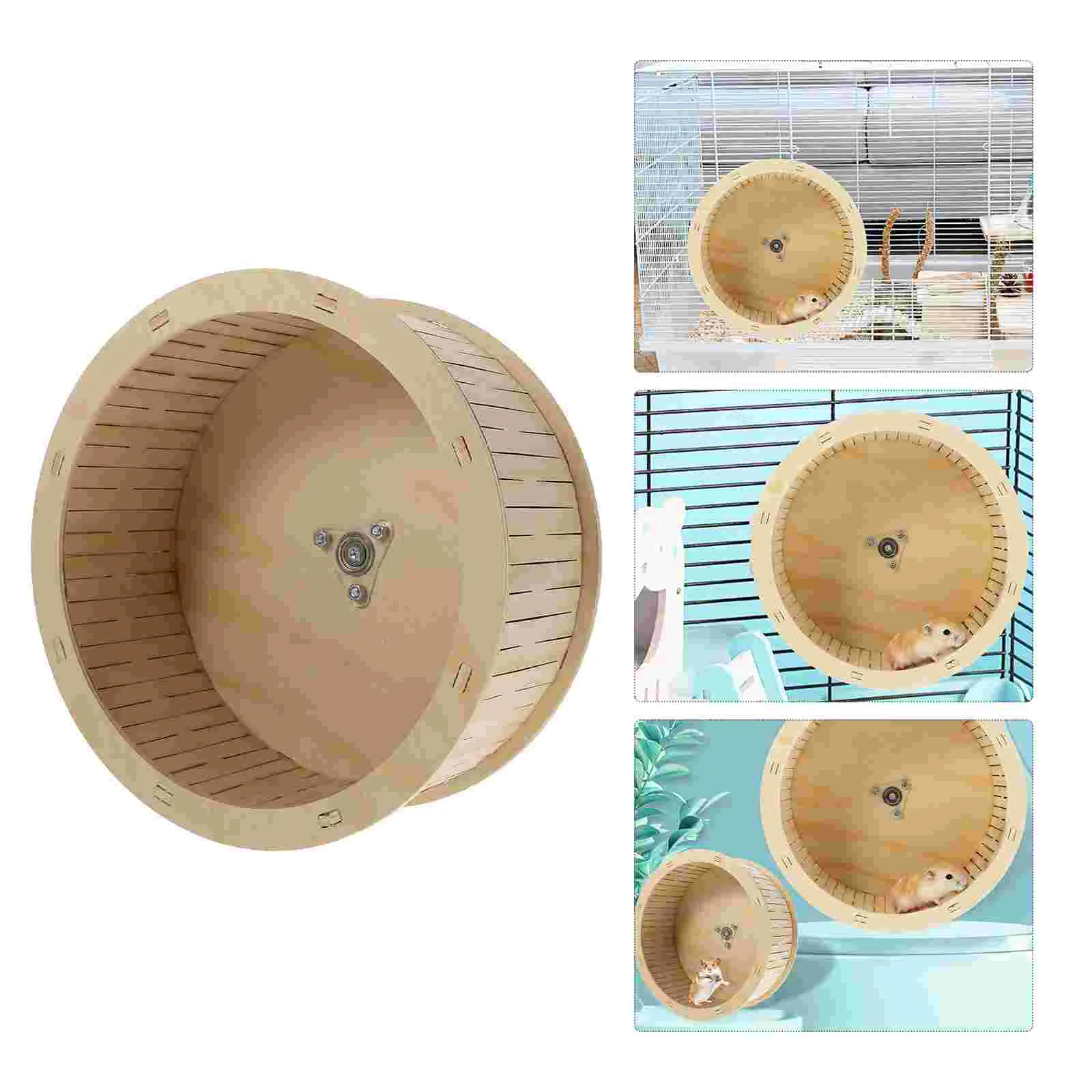 

Wooden Mute Hamster Running Wheel Chinchilla Hamster Wheel Sports Toy Wooden Running Exercise Wheel Plaything
