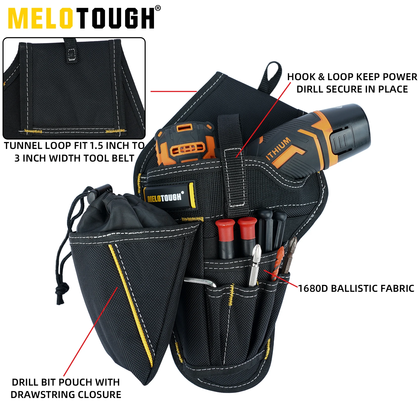 MELOTOUGH Drill Holster Impact Driver Holster Tool Bags Tool pouch