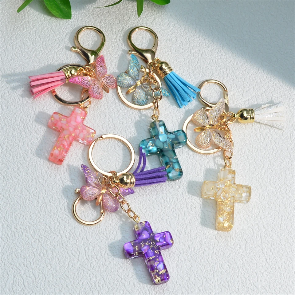 Set 3 Portachiavi Farfalla Per Donna: Ciondoli Con Perle, Cuore E Fiori - Dorati