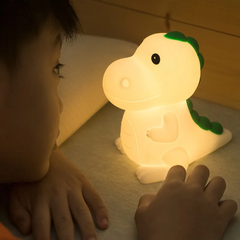 

LED Creative Dinosaur Color Silicone Small Night Lamp USB Charging Warm Light Colorful Dimming Ambient Table Lamp Gift Toy