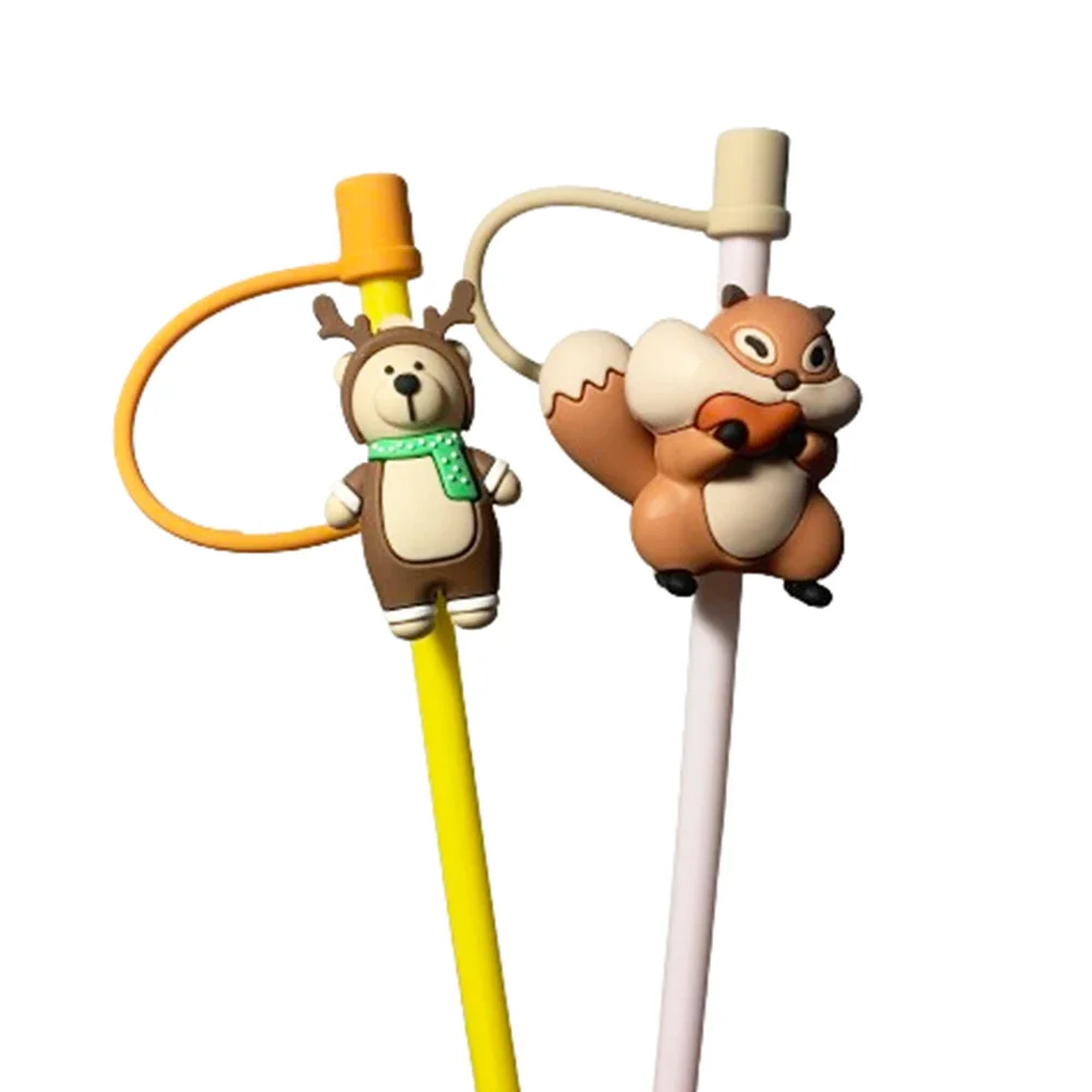 1pc Soft Silicone Straw Plug For 6mm-8mm straw Cute Cartoon Straw Covers Cap Reusable Drinking Toppers Splash Proof