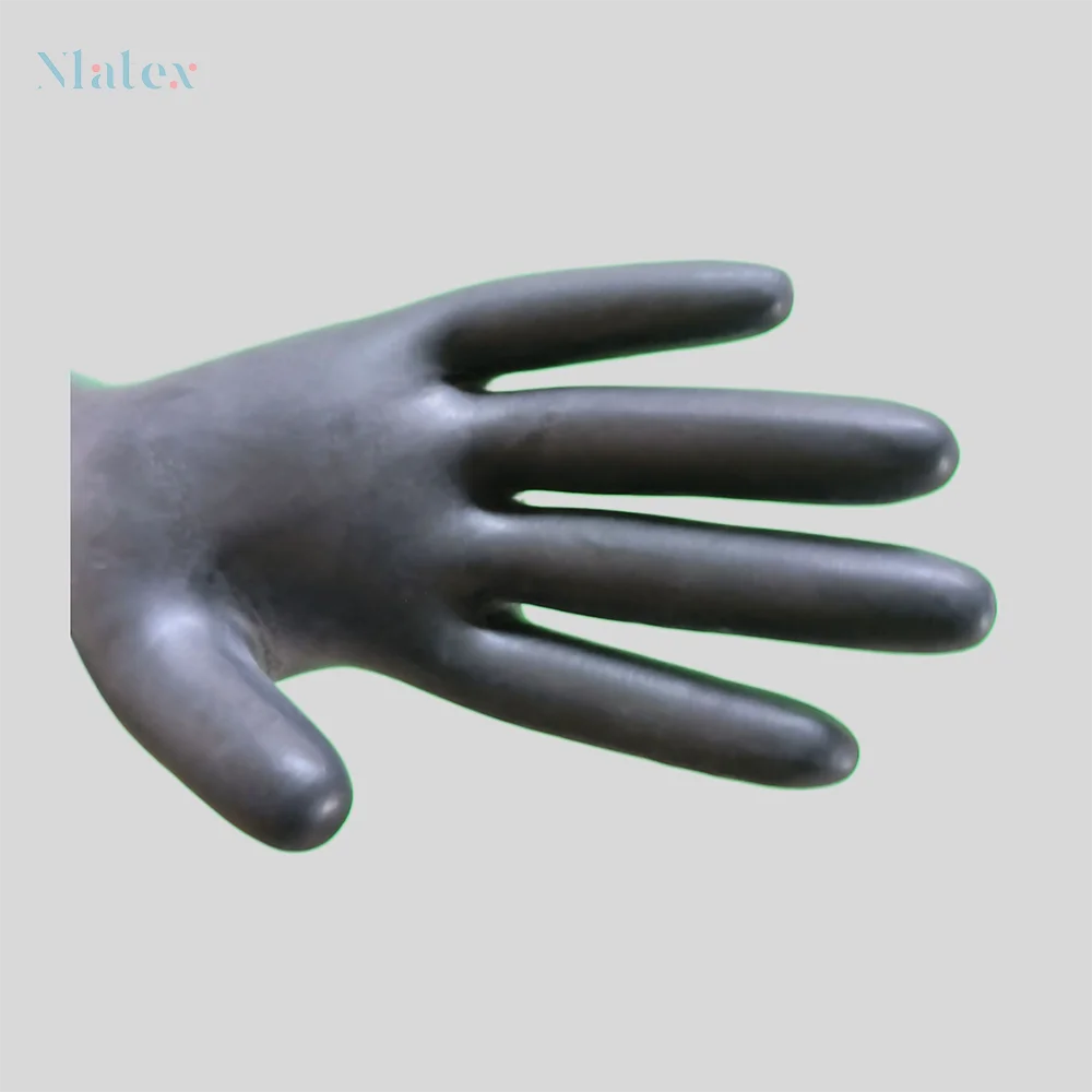 Classic Black 3D Seamless Latex Men's Gloves for Gym/Nightclub/Multi-Scene, Plus Size L-XL