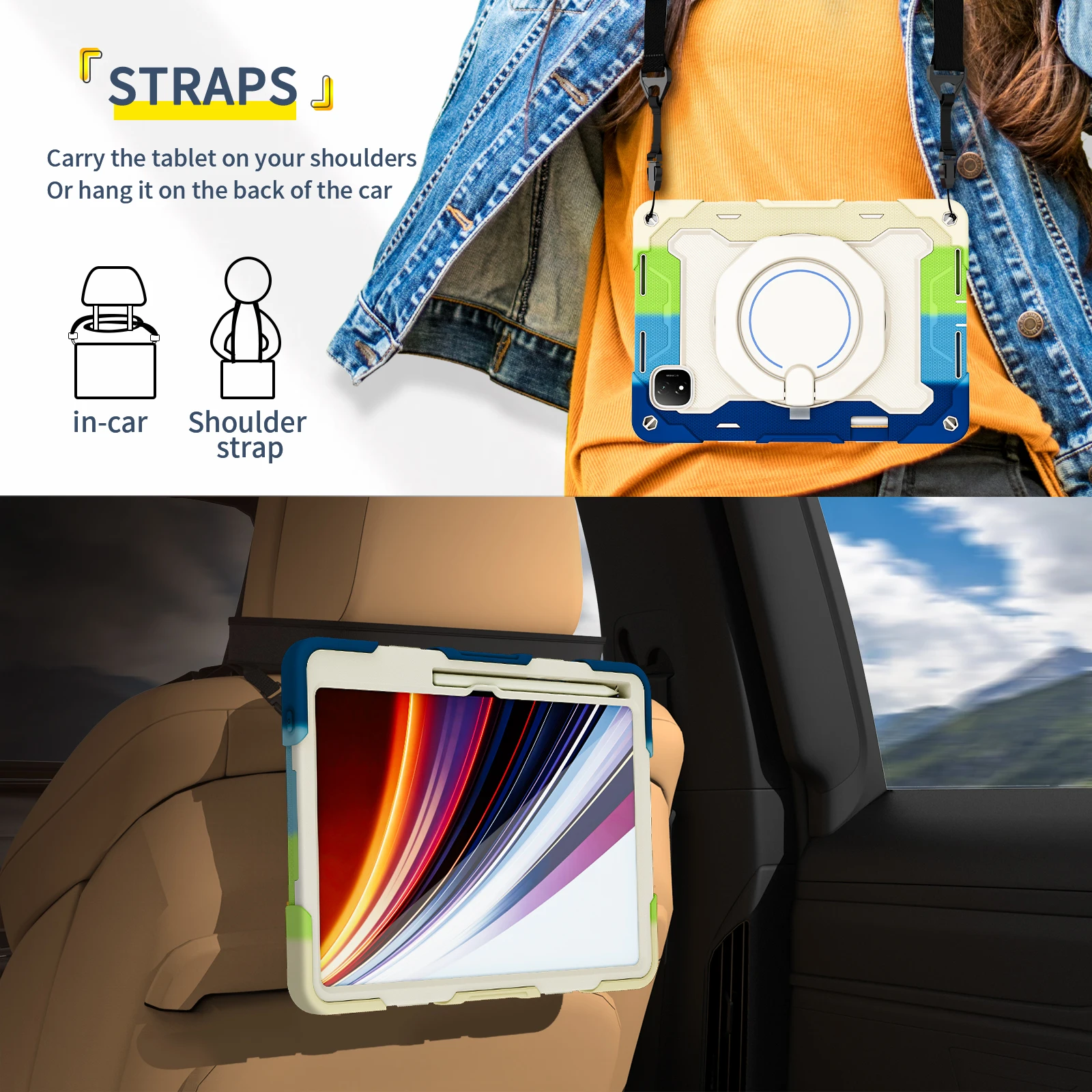 Enhanced Armor Tablet Case with 360° Rotating Stand, Pen Slot & Handle Grip