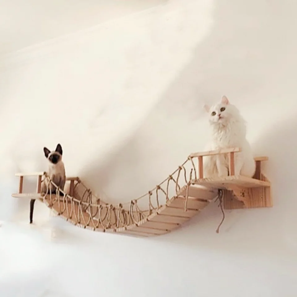 Solid Wood Cat Wall Mounted Climbing Frame Cat Tree Cat Jumping