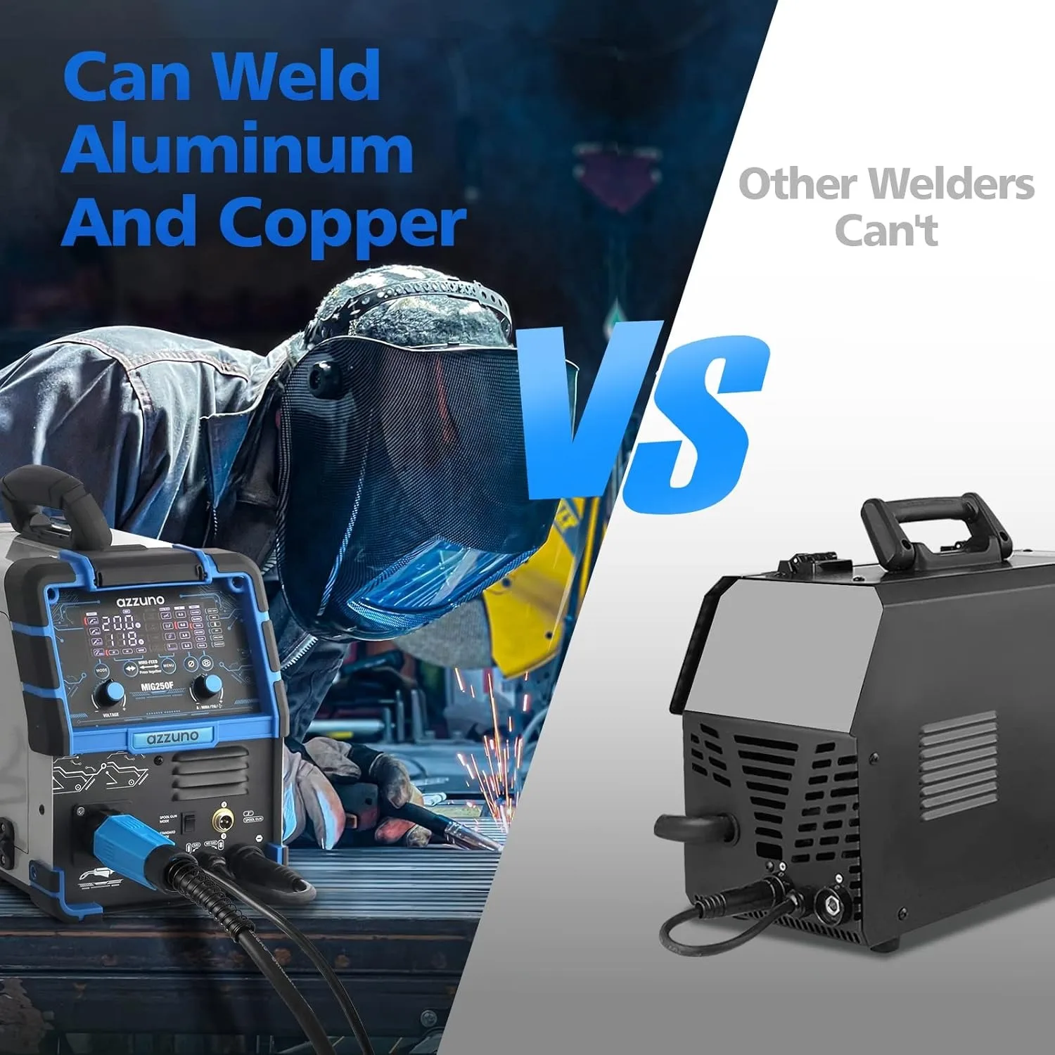 Aluminum 250Amp MIG Welder,6 in 1 Gas MIG/Gasless Flux Core/Stick/Lift TIG/Spot Welding/Spool Gun Compatible Welding Machine 5
