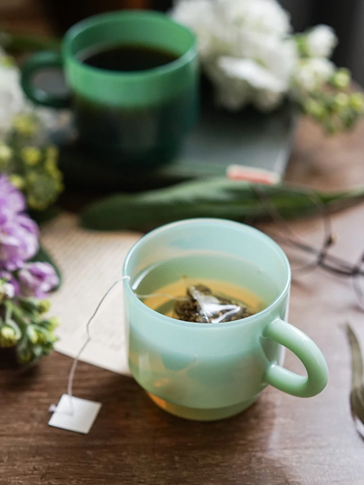 Jade Glass Cup Retro Green Glass High Borosilicate Heat resistant Tea Cups Coffee Mug Drinkware Dinking milk water