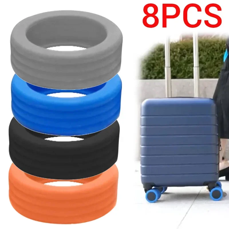 8Pcs Luggage Wheels Protector Silicone Luggage Accessories Wheels Cover For Most Luggage Reduce Noise Travel Luggages Suitcase