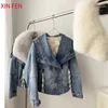 Womens Coats Spring 2025New 100%Natural Real Fox Fur Collar Fashion Short Denim Jacket Luxury Goose Down Puffer Jackets Clothing 6