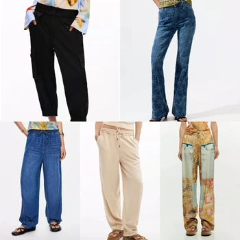 Foreign Trade Spain Original Single Women's Sand Washed Retro Cowboy Pants Casual Jacquard Loose