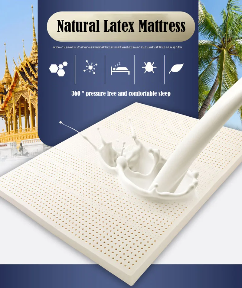 Description Picture 2 of itemThai Latex Bed Mattresses Full-size Folding Flexible Mattress Beds and Bedroom Furniture Medical Sleeping Orthopedic Mattress