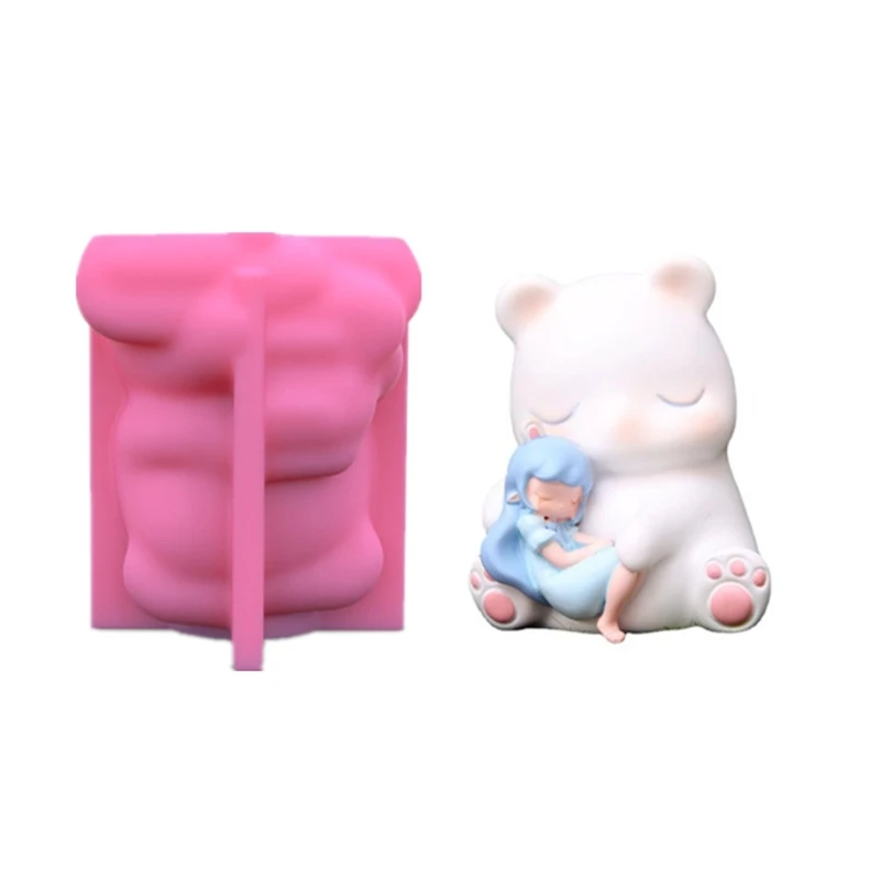 

Силиконовая форма 3D милый белый медведь с цветочным горшком для девочек «сделай сам», пластырь ручной работы, свеча, форма из