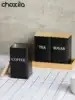 1pc Coffee Storage Can Tea Snacks Coffee Bean Storage Can Bamboo Lid Iron Art Display Square Can 4
