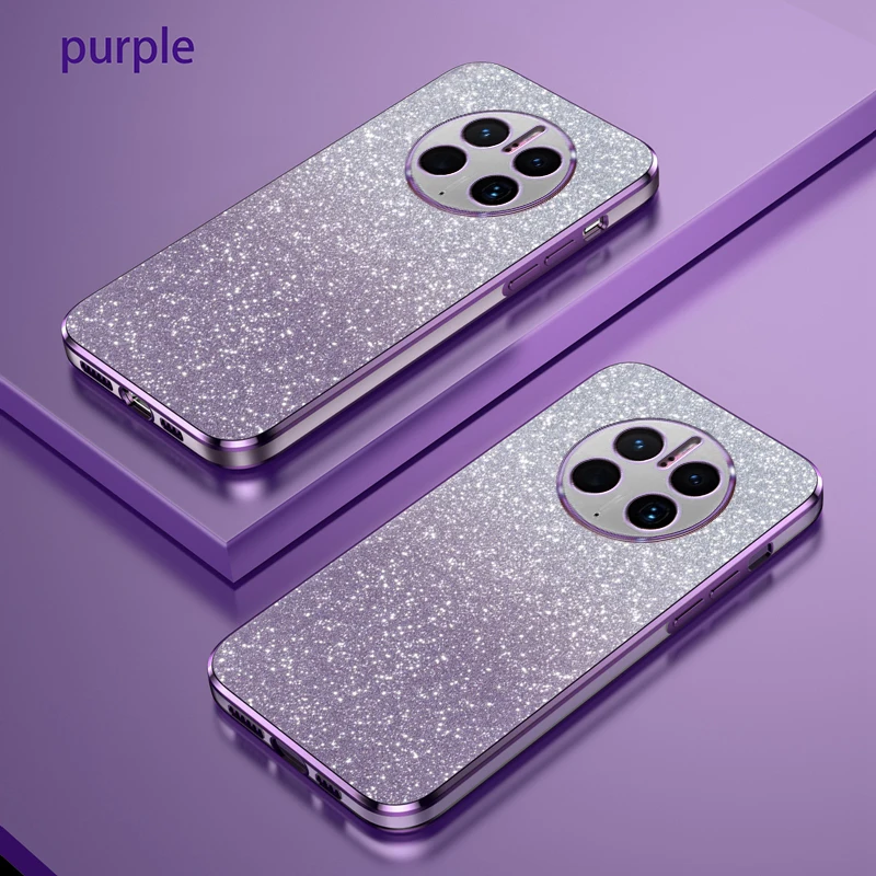 Luxury Gradient Glitter Silicone Back Cover with Plating Finish
