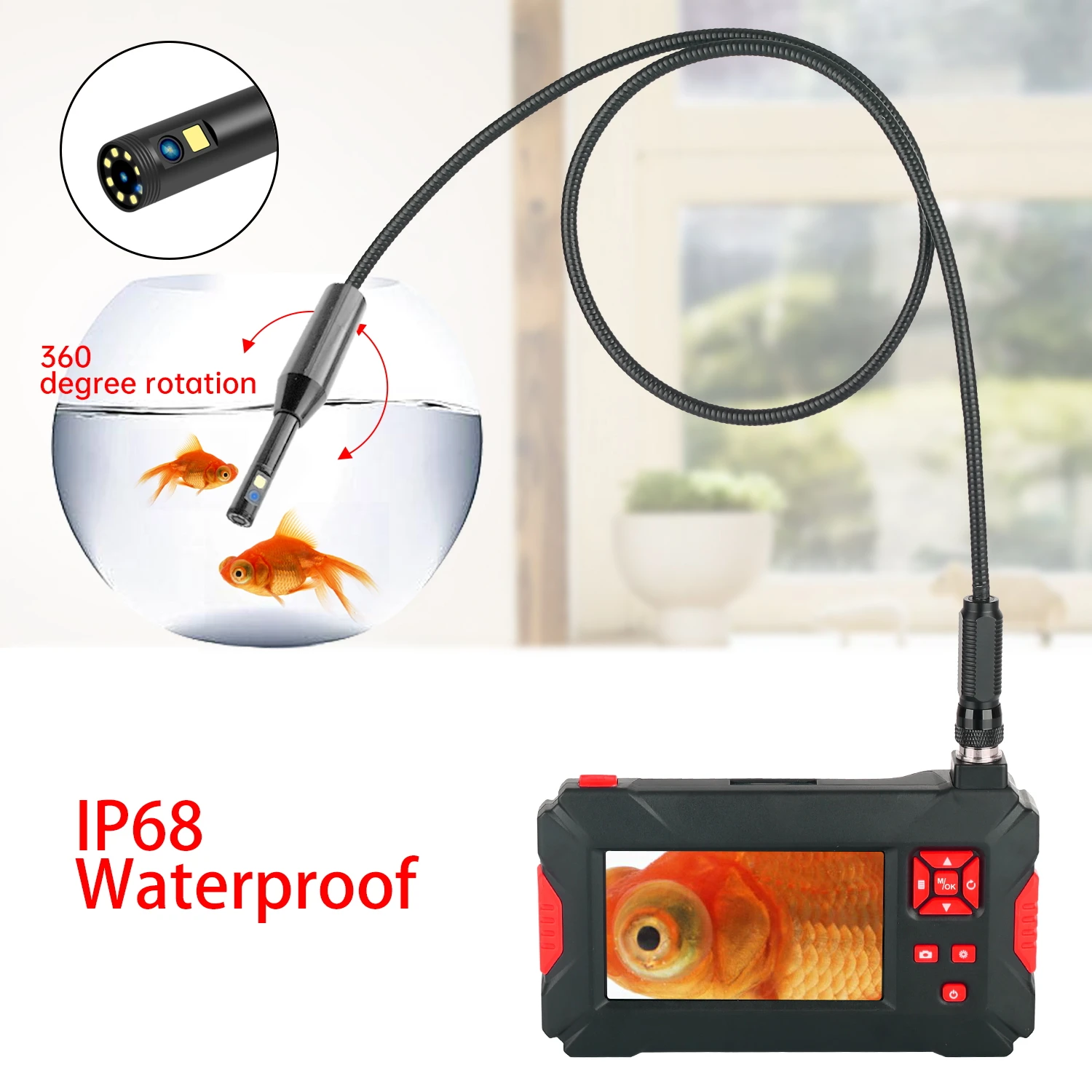 

2021 New P300 handheld 360 degree rotation dual lens Endoscope 1080P 4.3' Screen Industrial Borescope 2.0MP Inspection Camera
