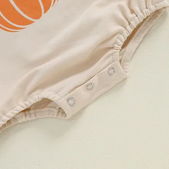 Baby Bodysuit Clothing Halloween Pumpkin Print Long Sleeve Hoodie Casual Triangle Big Girls Button Outfits One Piece 2024 5