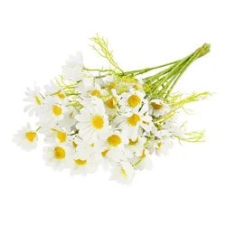 Elegant Artificial White Daisy Bouquet - 5 - Piece Set for Home Decoration or Wedding Decor (White)