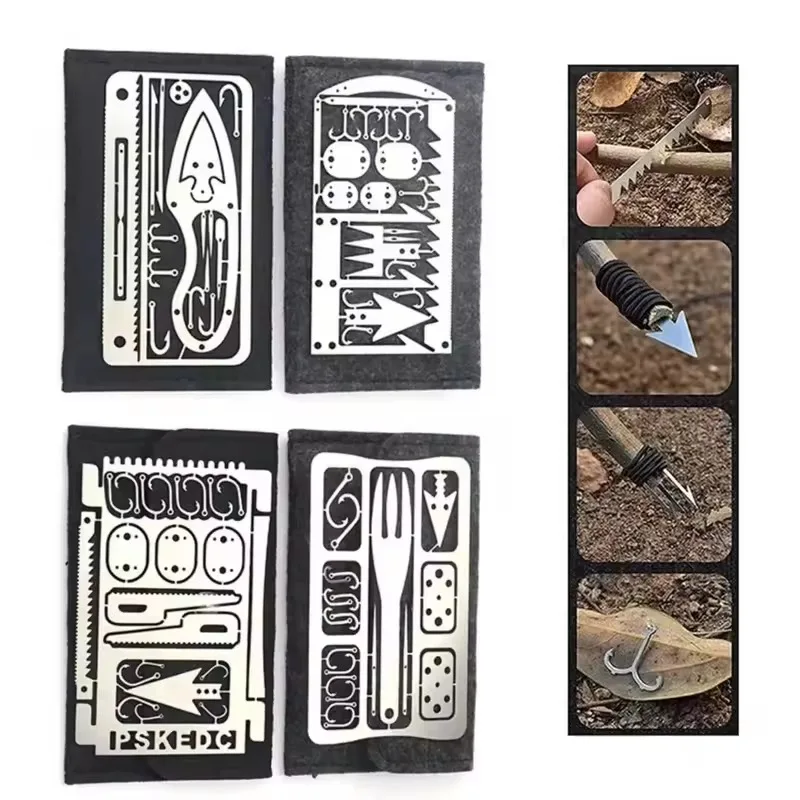 Multi Functional Pocket Tool Survival Card Stainless Steel Card Fishing Portable Practical Outdoor EDC Survival Equipment