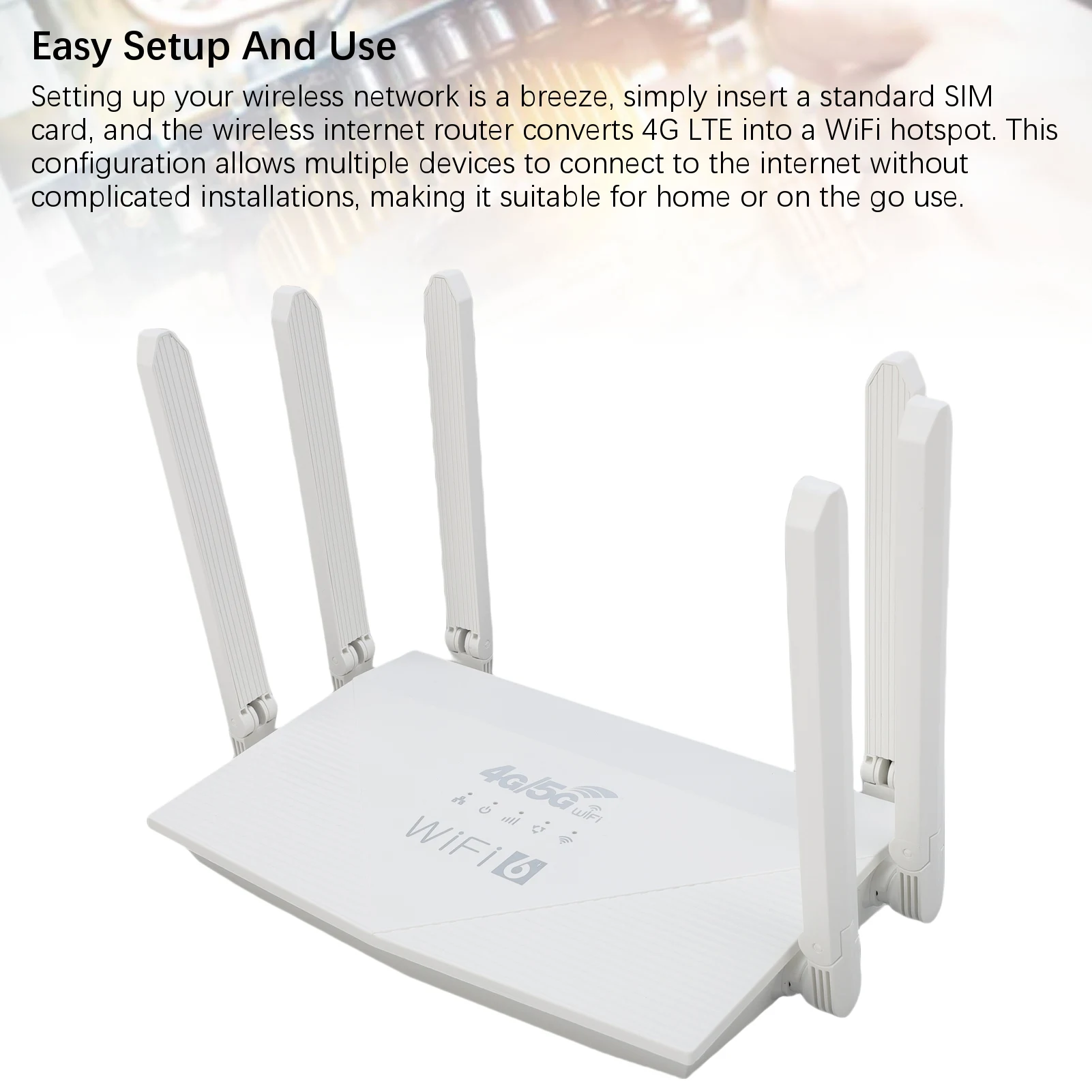 Wireless Internet Router Wireless Router WiFi6 4G 5G CPE LTE 300Mbps 6 Antennae Wireless Internet Router with SIM Card Slot - 5