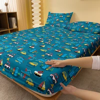 1 Simple Modern Sea Land Air printed matte Fitted Sheet, bedroom printed bed cover, bedding (excluding pillowcases) 2