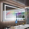 Wisfor LED Bathroom Mirror with Lights Vanity Make Up Mirror Dimmable, Smart Bluetooth Digital Display 3 Colors Memory 1