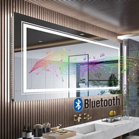 Wisfor LED Bathroom Mirror with Lights Vanity Make Up Mirror Dimmable, Smart Bluetooth Digital Display 3 Colors Memory 1