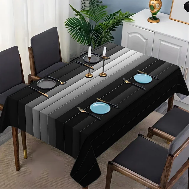 Nappe Moderne Minimaliste à Rayures, Housse de Table Géométrique Polyvalente pour Dîner, Table à Thé et Décoration de Fête 1