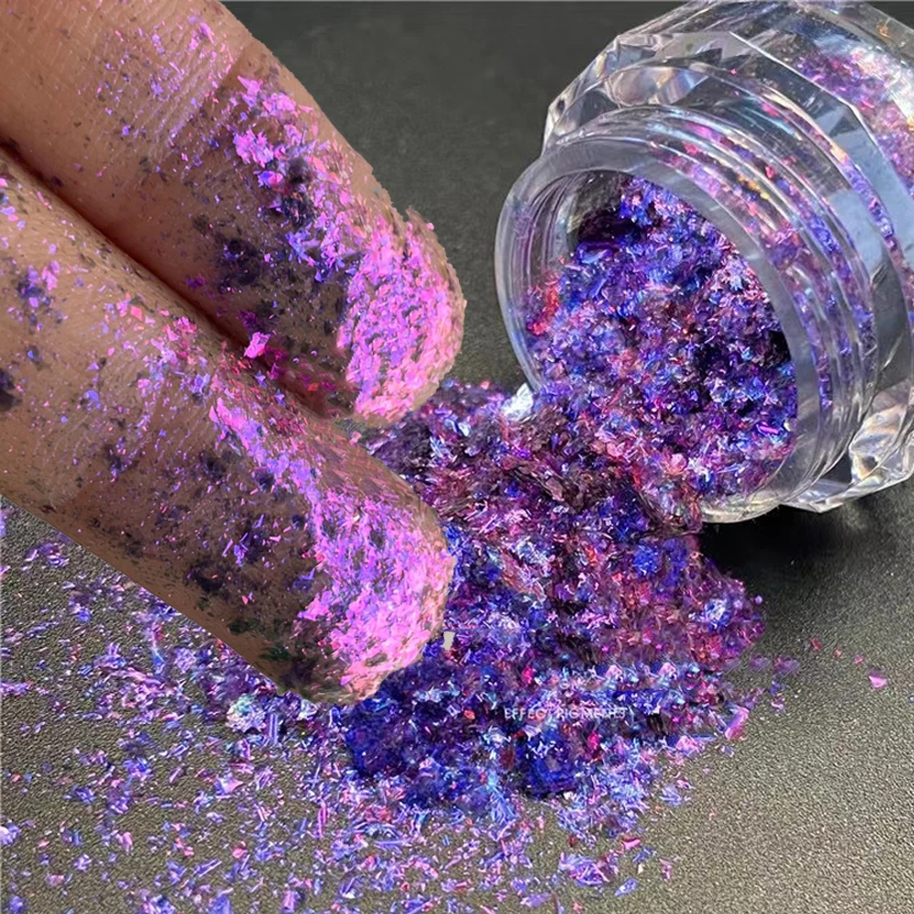 Aurora Chameleon Nail Art Opal Flakes Holographic Magic Mirror High Gloss Powder Iridescent Mermaid Chrome Pigment Dust 0.1g Jar