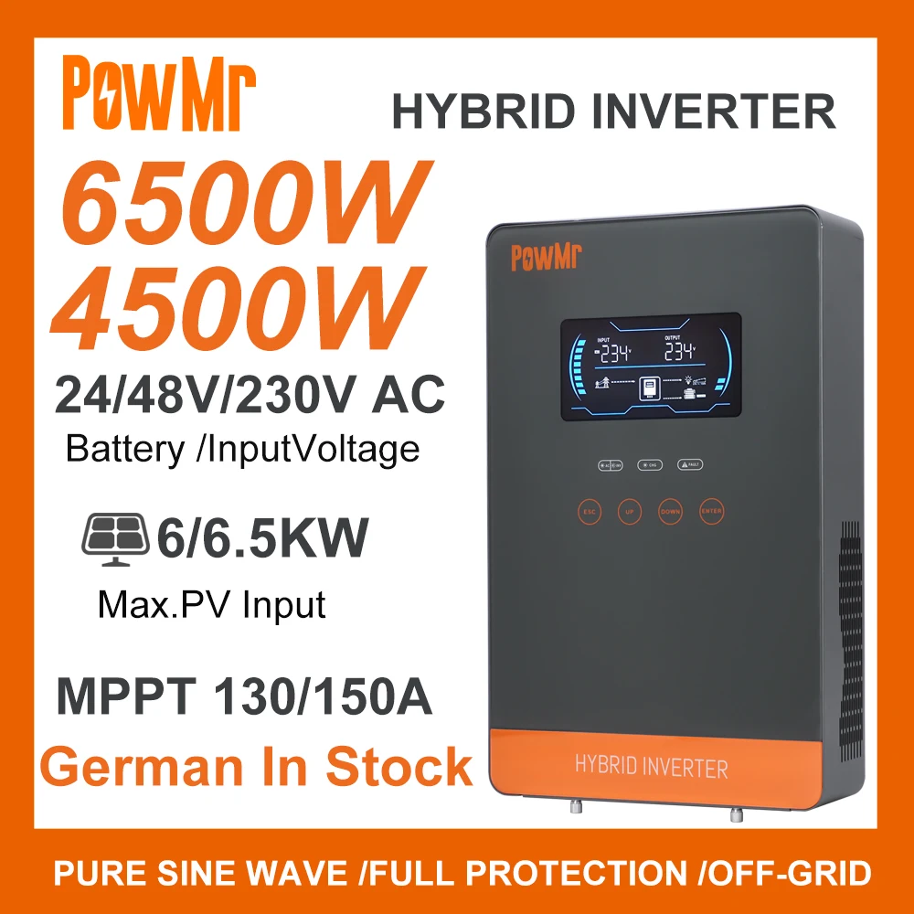 6.5Kw 4.5Kw 24V 48V 130A 150A Mppt Regolatore Del Caricatore Solare Display Lcd Inverter Attivazione Della Batteria Al Litio Max Pv 6000W 6500W