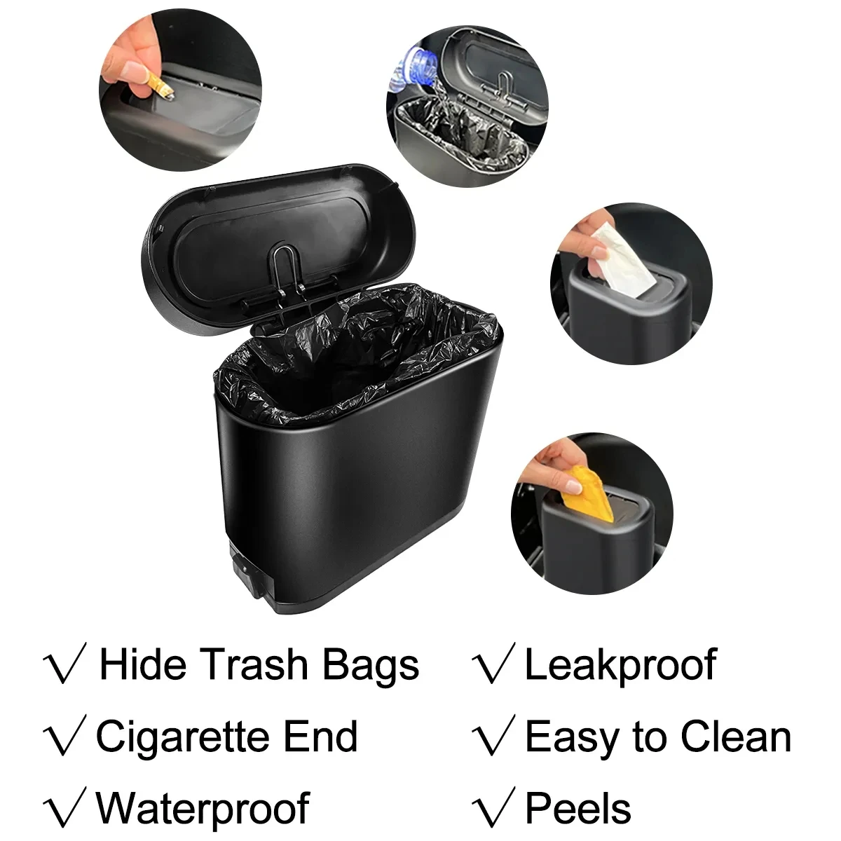 Portable Car Hidden Dust Box Plastic Garbage Bin For Fiat 500 Abarth 596 500X Stilo 500L 500C Accessories
