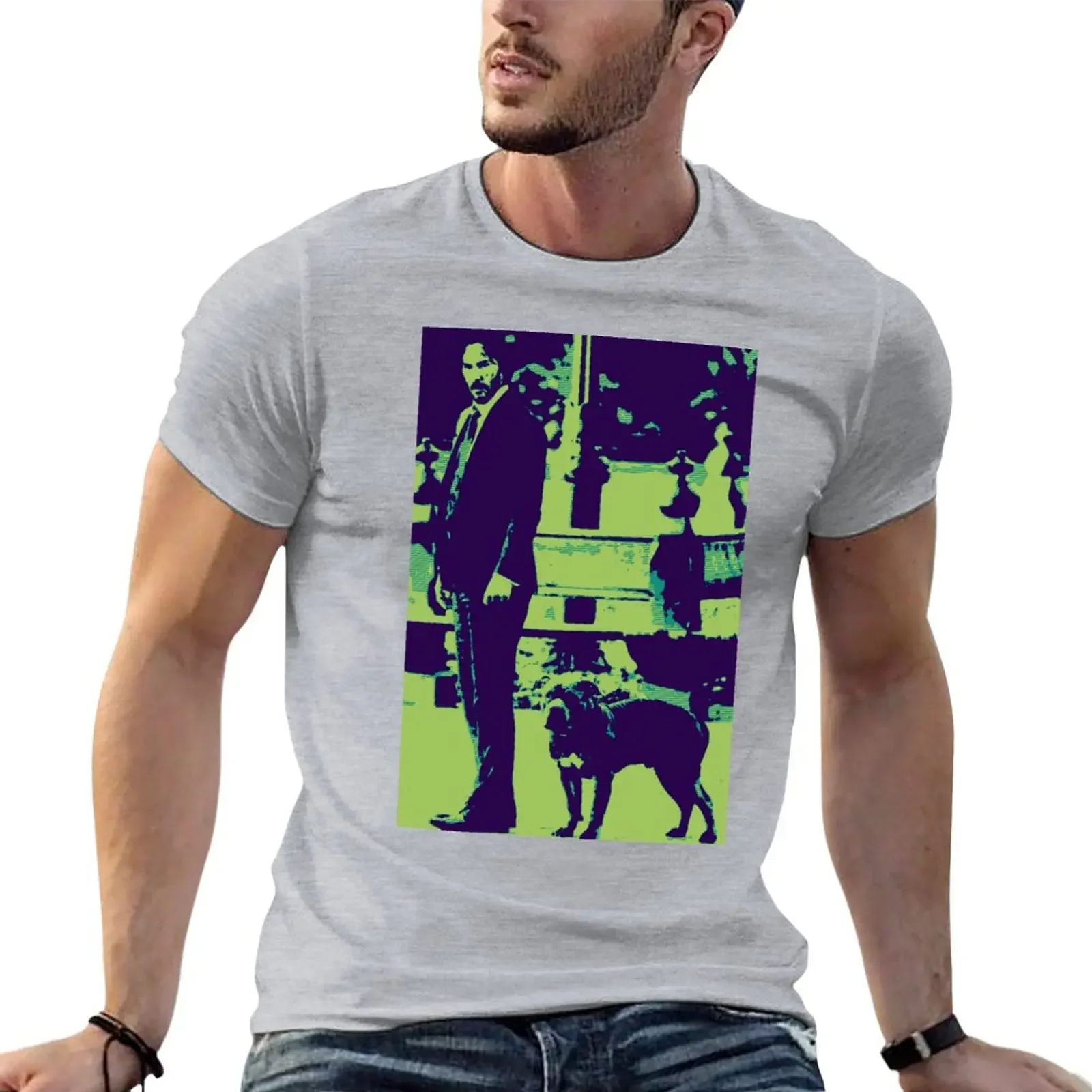 

John Wick Keanu Reeves & his dog T-Shirt vintage tops black t shirts for men