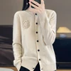 100% Merino Cashmere Sweater Women's Cashmere Cardigan sweater loose solid color autumn and winter comfort top 4