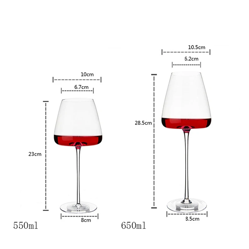 Glass Drinkware Creative 550-650Ml Convex Bottom Handmade Red Wine Glass Ultra-Thin Crystal Burgundy Bordeaux Goblet Art Big Belly Tasting Cup