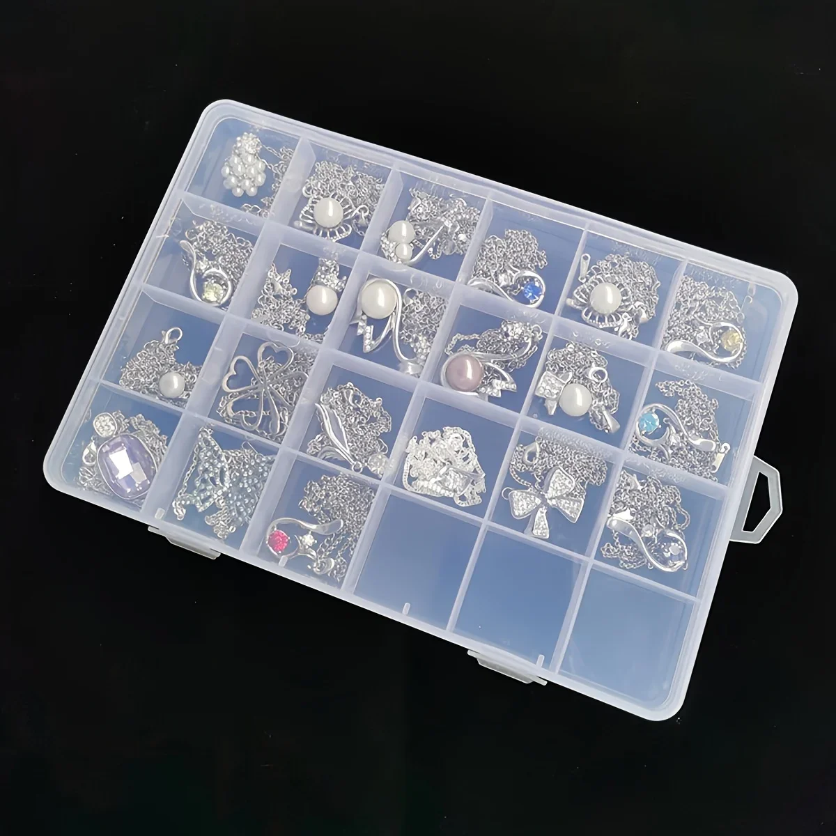 24 Grids Jewelry Box Large Capacity Square Transparent Plastic Storage Case