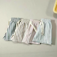 Short à rayures en lin et coton pour enfants, cinquième pantalon d'été décontracté pour garçons et filles 2