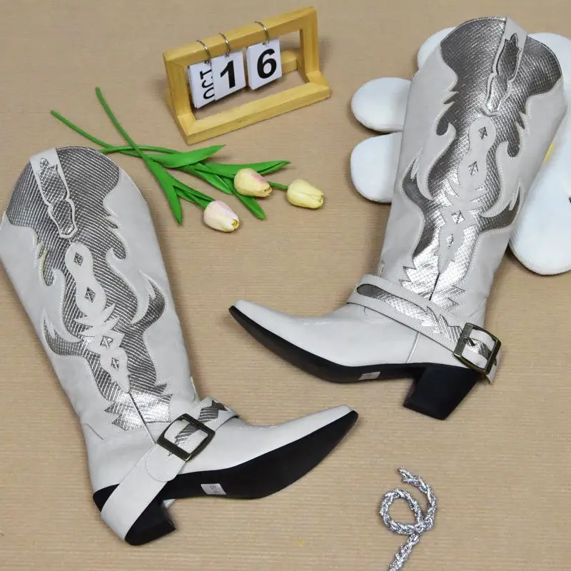 2024-spring-western-cowgirl-cowboy-boots-for-women-knee-high-boots-luxury-long-silver-retro-sparkle-new-in-women's-boots