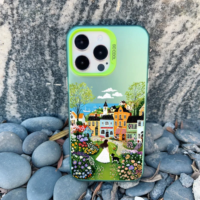 Ästhetische Stadtstraßenlandschaft Stadt Handyhülle für iPhone 17 16 13 12 Pro Max Mini 11 14 15 Pro Max Plus stoßfeste Laserabdeckung – Detail 7
