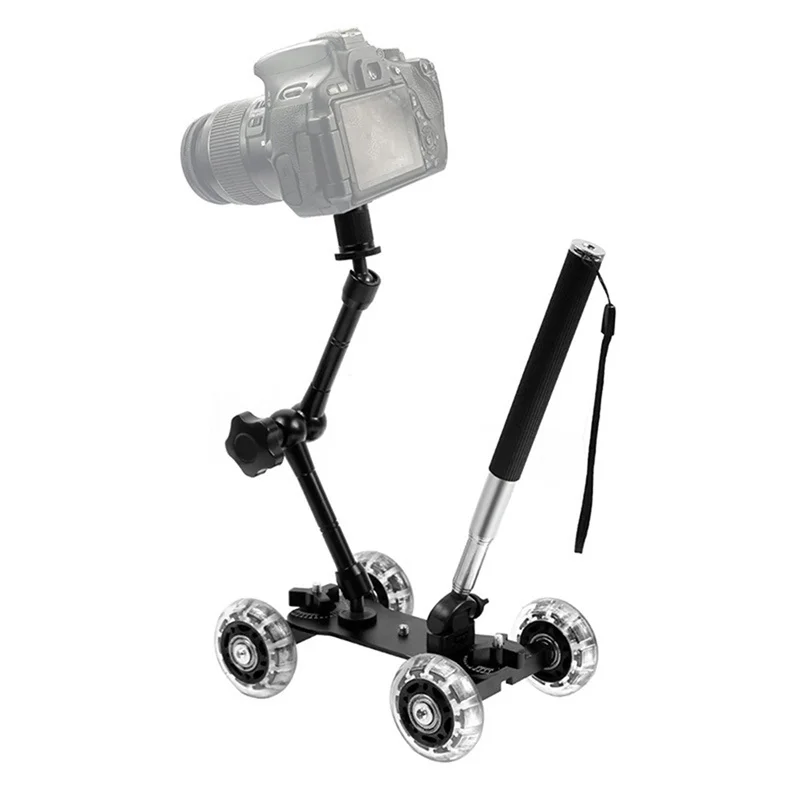 Mobile Rolling Sliding Dolly stabilizzatore Skater Slider Camera Table Slider Dolly Mini Video Car stabilizzatore con braccio magico - Image 2