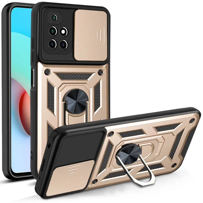 Funda a prueba de golpes para Xiaomi Redmi 10, 9, 9T, 9A, 9C, NFC, Push Pull, protección de cámara, cubierta de teléfono para Redmi Note 10, 9, 11 Pro Max, 10S, 9S