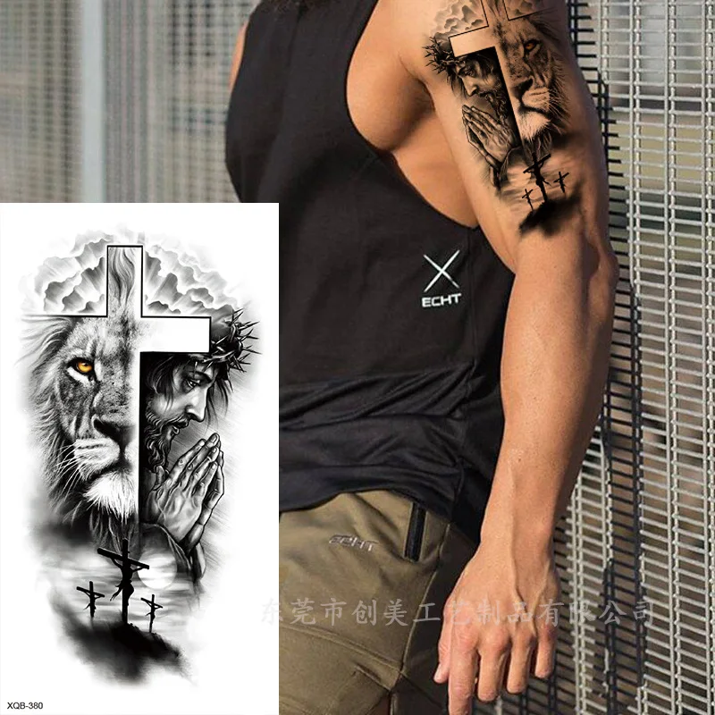 New Temporary Tattoos Waterproof Man Body Art Arm Fake Tatoo for Men Women Forest Lion Tiger Bear Flash Tattoos Stickers Sleeves