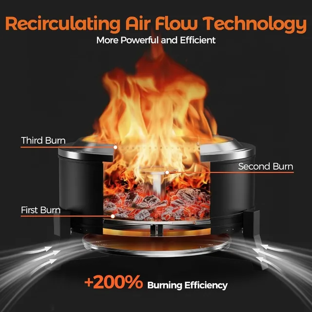 27 inch Smokeless Outdoor Fire Pit with Ash Pan for Patio Use Portable Wood-Burning Fire Pit for Backyard Camping Outdoor Gathe 5
