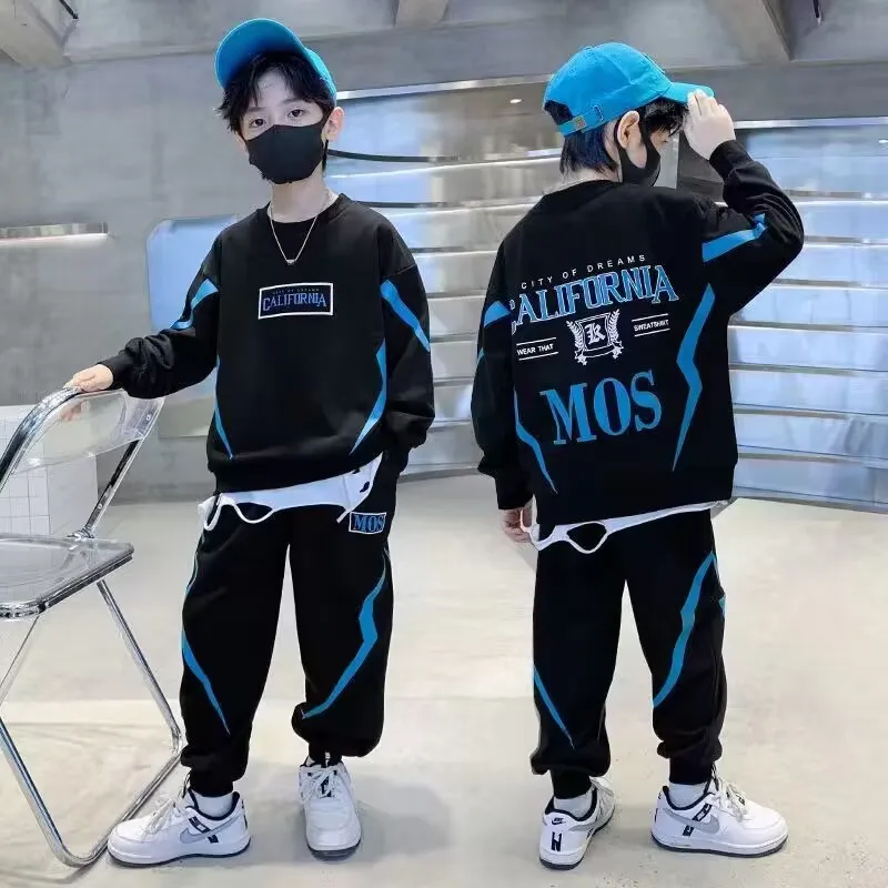 winter Autumn Boys Clothes children Set Sweatshirt Tracksuits Kids Suit patchwork sweatshirt t shirt + pant teens 4 12 Year