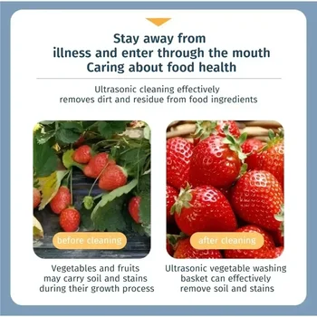 Ultrasonic Fruit and Vegetable Washing Unit Electric Fruit Strainer Set Large Capacity Vegetable Fruit Washing Soaking Basket 2