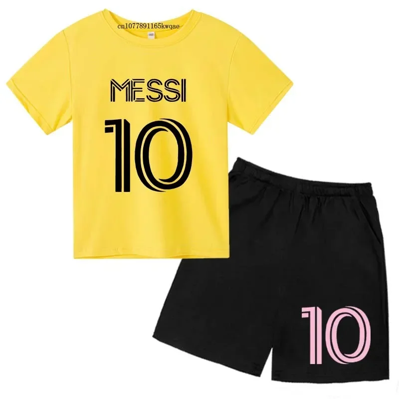 thumbnail image 1 of Conjuntos de 2 camisetas y pantalones con estampado de Super Soccer Star No. 10 para niños de 3 a 14 años, ropa de calle para niños y niñas, 1 of 4