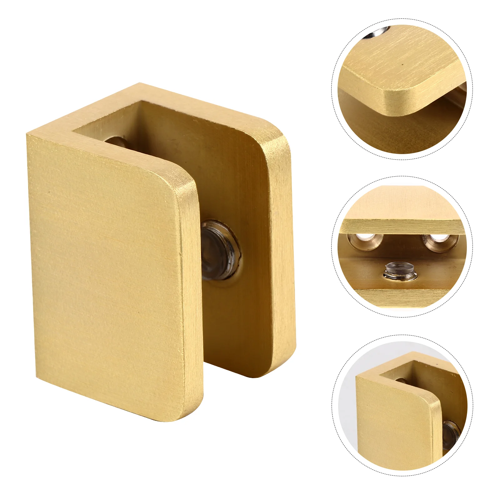 

2 Pcs Glass Clip Shelving Coat Hanger Stand Clamp Clothing Flat Back Bracket for Staircase Copper Holder
