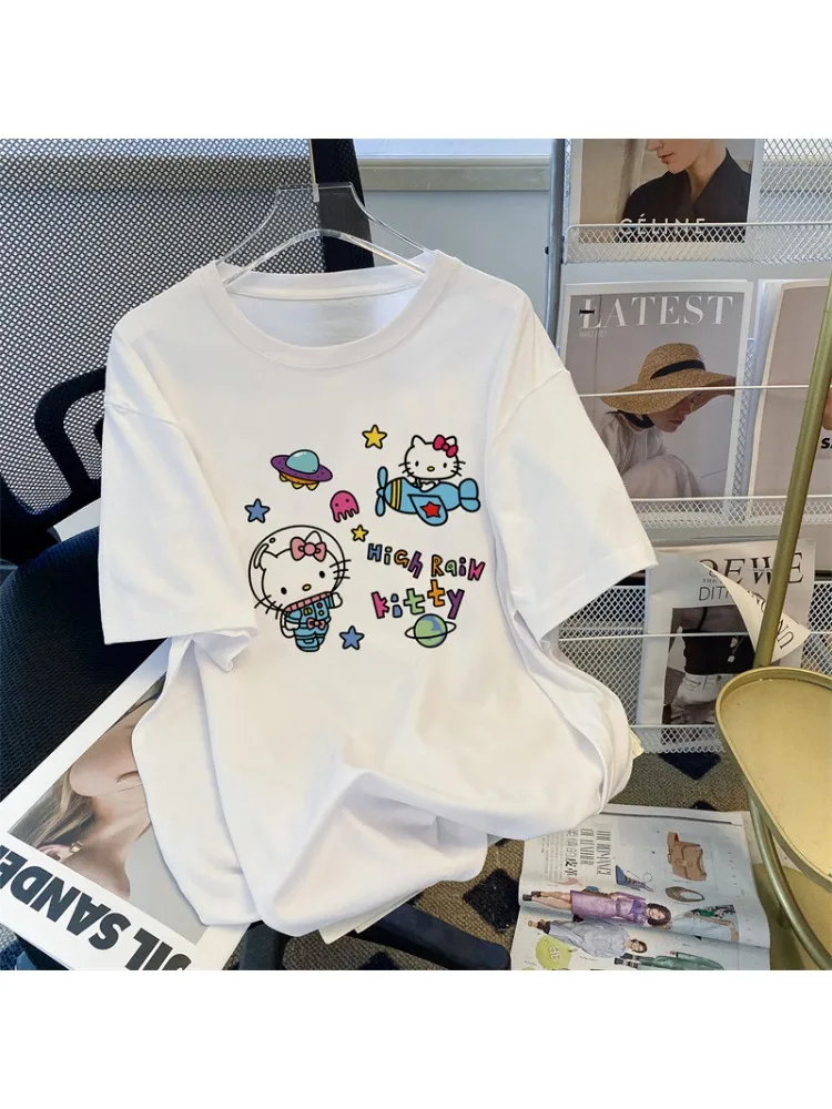 

2024 New T-Shirt 100% Cotton Heavy Combed Cotton Summer Dress Short Sleeve T-Shirt Women's Loose Korean Version