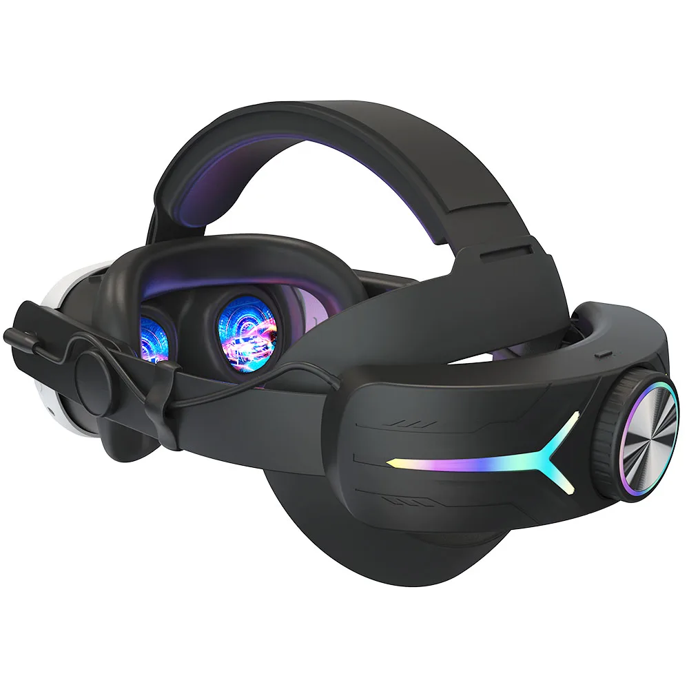 

RGB Adjustable VR Head Band 8000mAh Rechargeable Alternative Head Strap Comfort Reduce Face Pressure for Meta Quest 3 Headset