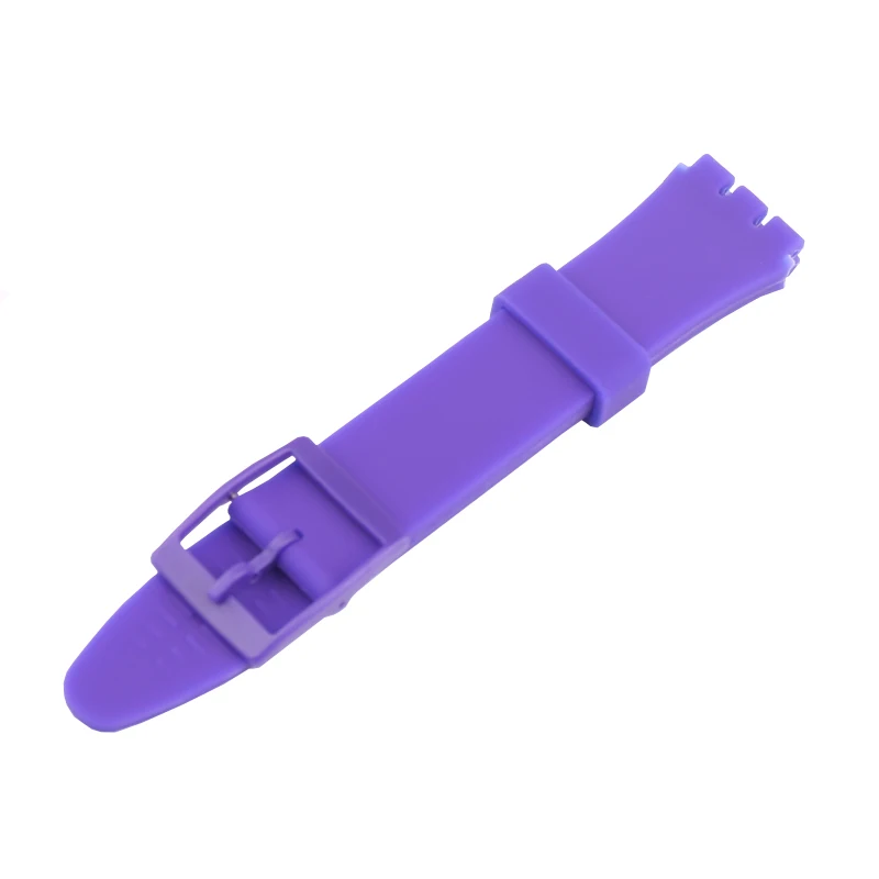 Watch strap accessories compatible for Swatch 17mm19mm colorful silicone rubber waterproof wristband bracelet for men and women