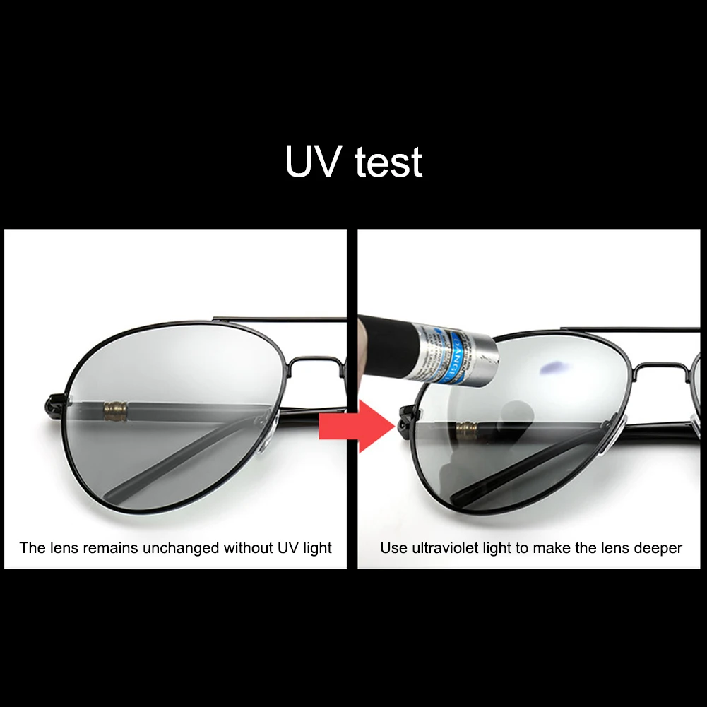 Photochromic Pilot Sunglasses UV Blocking Glasses Car Driving Sunglasses