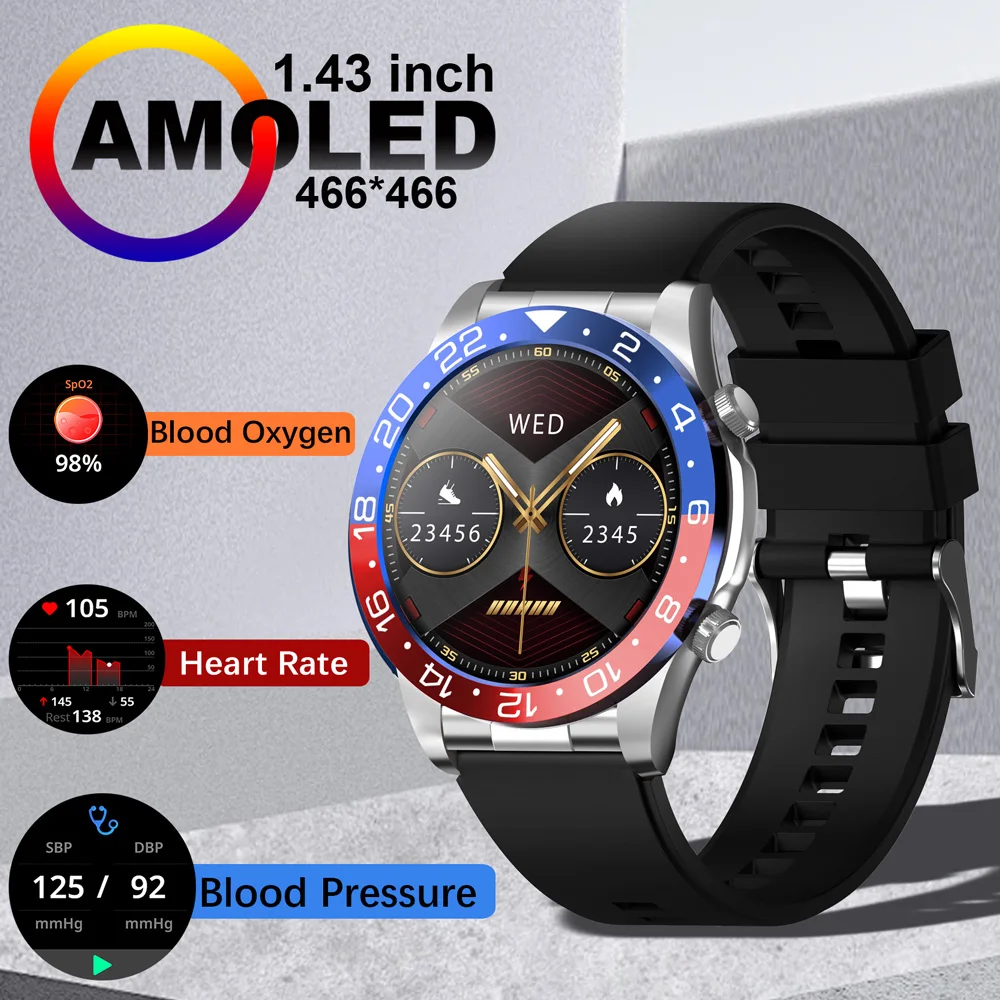 2026 Smart Watch Sleep Monitoring Bluetooth Call 1.43"inch AMOLED Retina HD Display Screen 466 Touch Screen Sports NFC Watch 1